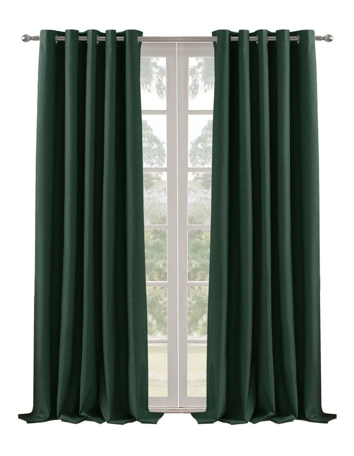 Blockout Eyelet Curtain Pair in Forest Green image 1