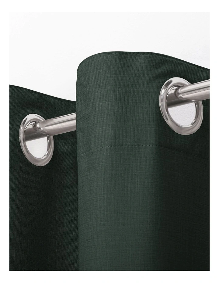 Blockout Eyelet Curtain Pair in Forest Green image 3