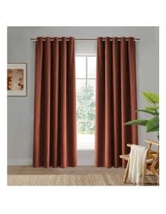 Byron Matte Velvet Blockout Eyelet Curtains Twin Pack  in Rust