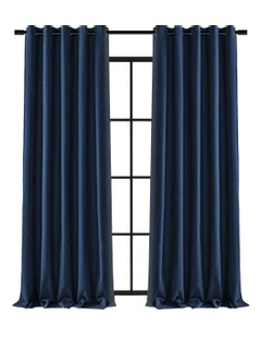 Blockout Eyelet Curtains Twin Pack in Navy Blue
