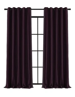 Blockout Eyelet Curtains Twin Pack in Aubergine