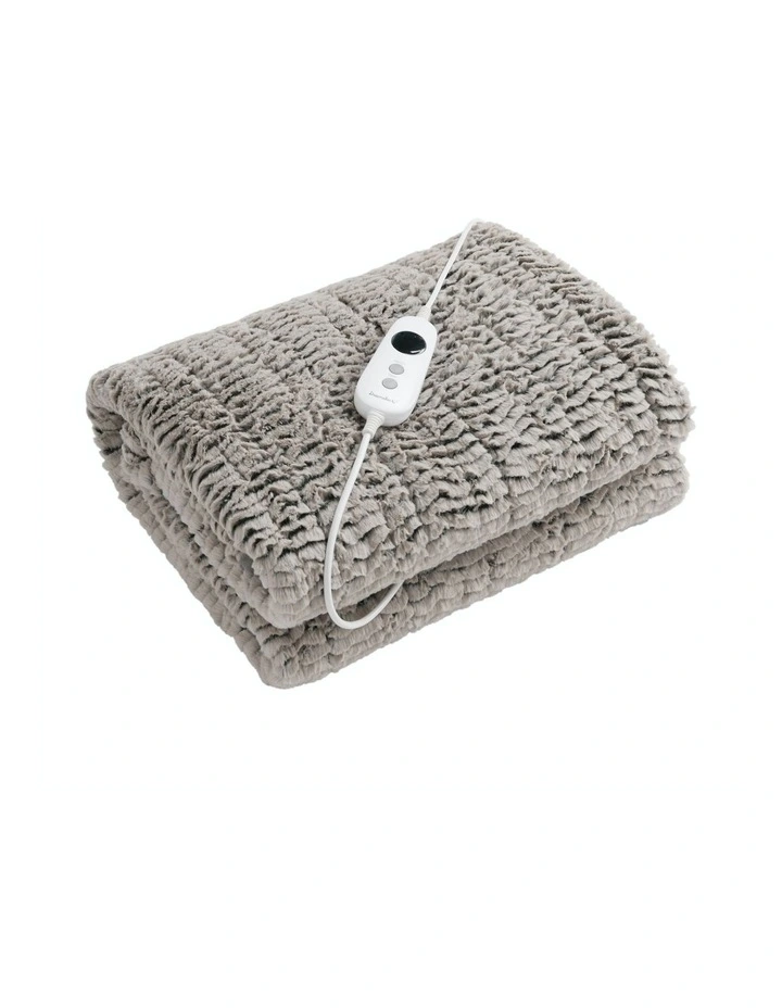 Jumbo XL Premium Faux Chinchilla Heated Throw 200x180cm in Grey image 1