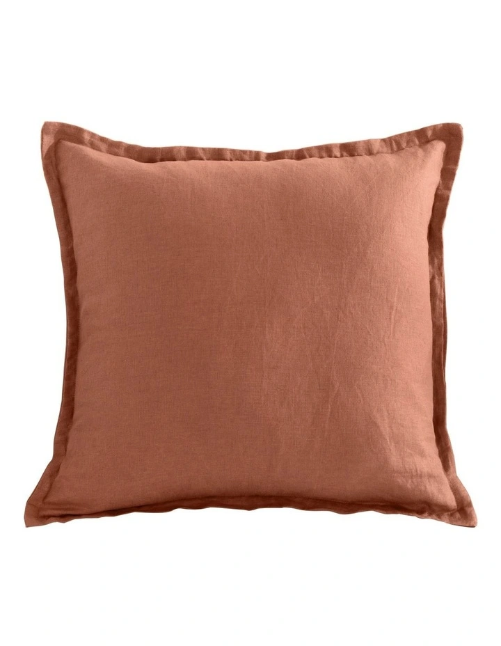 Ardenne Washed French Linen Cushion 50x50cm in Pink Clay image 1