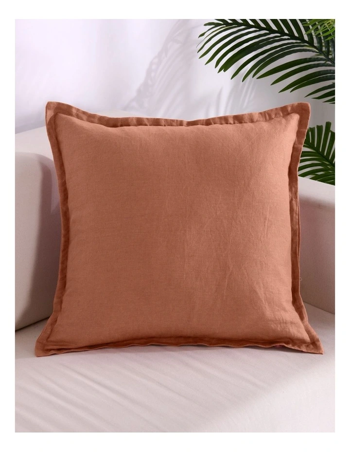Ardenne Washed French Linen Cushion 50x50cm in Pink Clay image 2