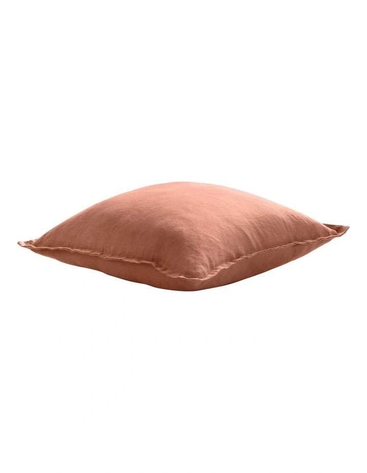Ardenne Washed French Linen Cushion 50x50cm in Pink Clay image 3