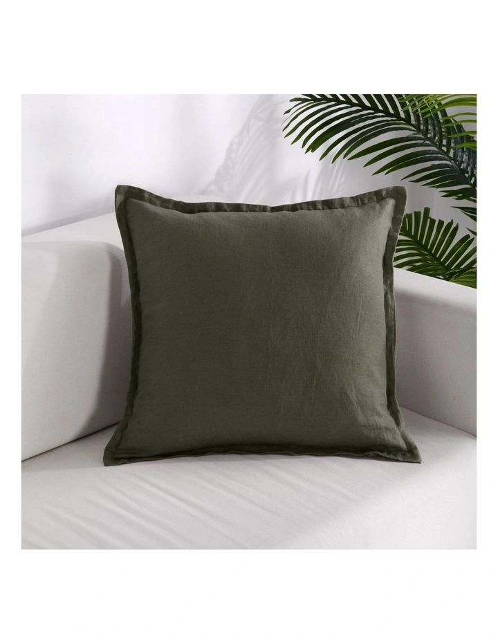 French Linen Cushion 50x50cm in Kale image 2
