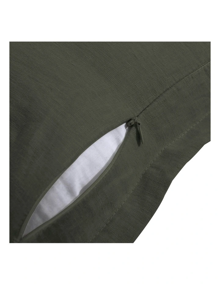 French Linen Cushion 50x50cm in Kale image 5