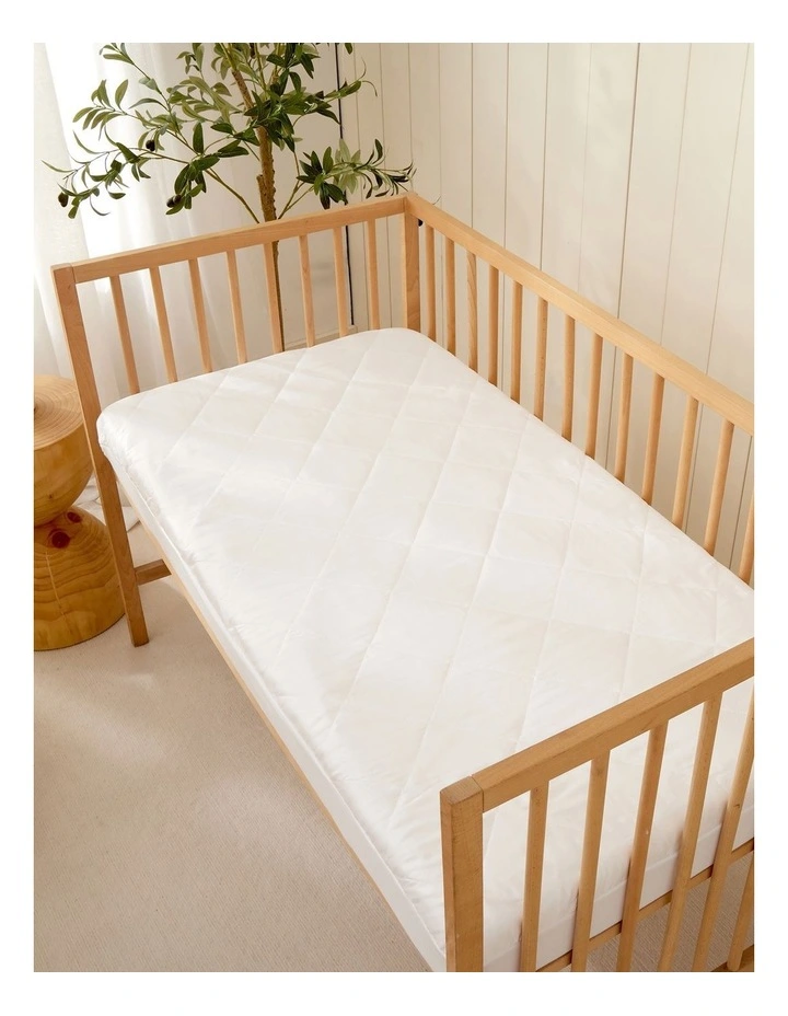 Cot Size Tencel Mattress Protector in White image 2