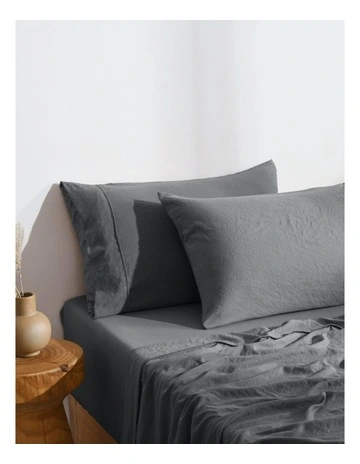 Superfine Washed Microfibre Standard Pillowcase Twin Pack in Charcoal