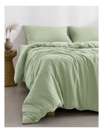 Superfine Washed Microfibre Quilt Cover Set in Sage Green
