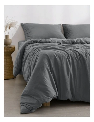 Superfine Washed Microfibre Quilt Cover Set in Charcoal