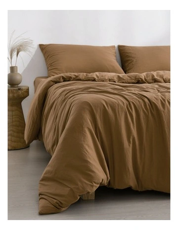 Superfine Washed Microfibre Quilt Cover Set in Rust