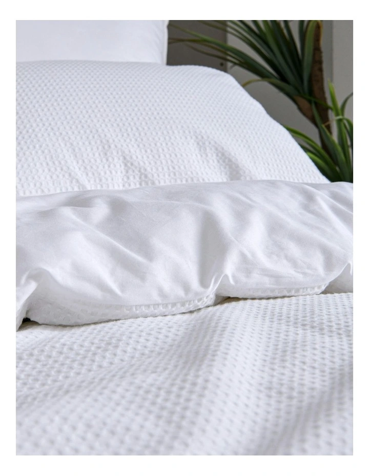 Cotton Rich Waffle Quilt Cover Set in White image 2