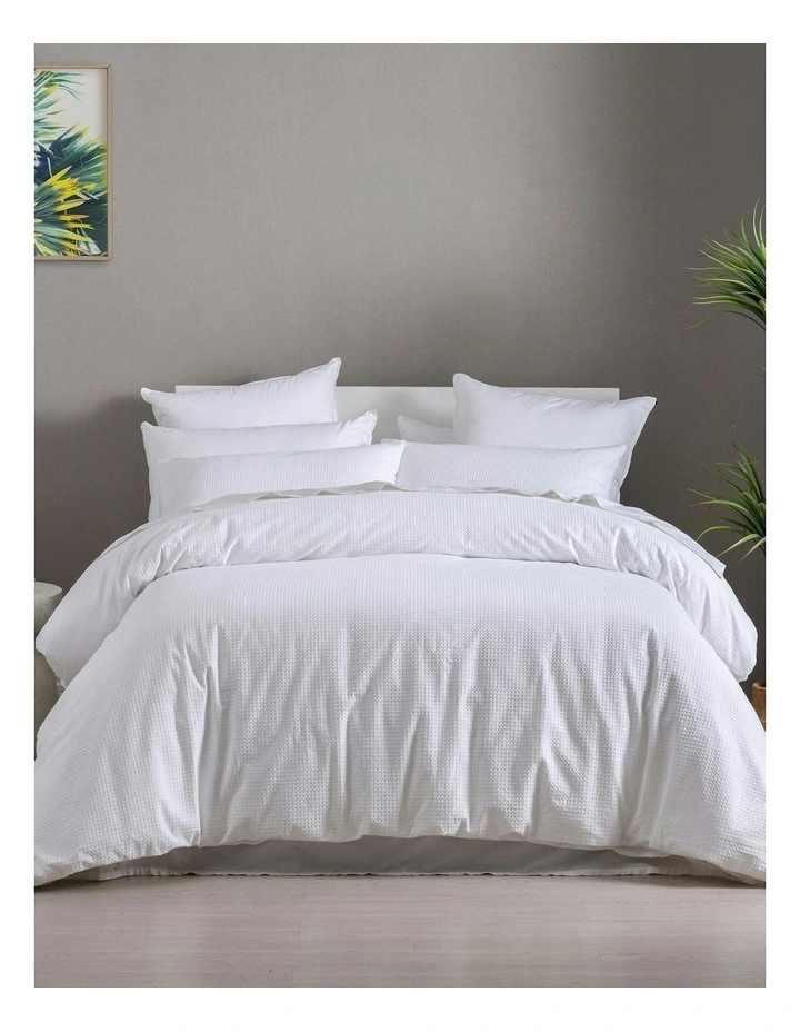 Cotton Rich Waffle Quilt Cover Set in White image 3