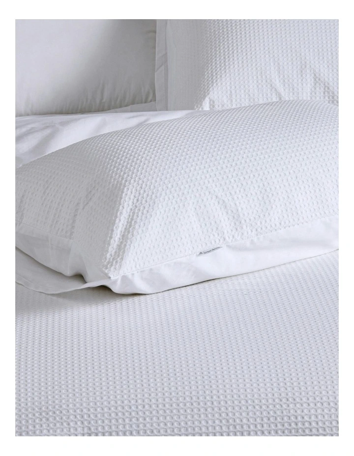 Cotton Rich Waffle Quilt Cover Set in White image 5