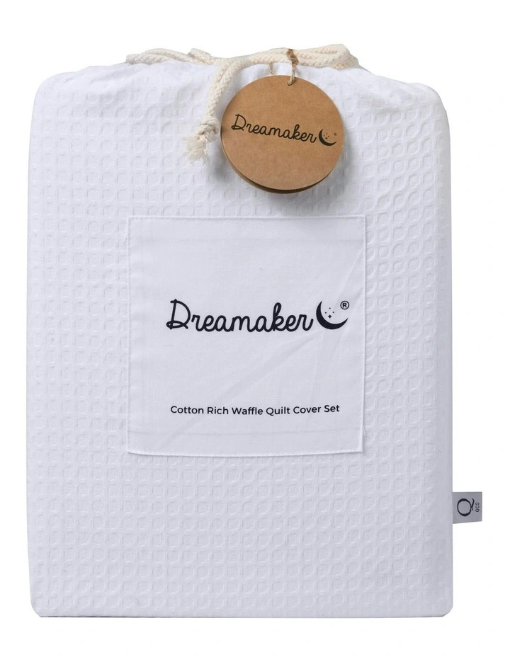 Cotton Rich Waffle Quilt Cover Set in White image 6