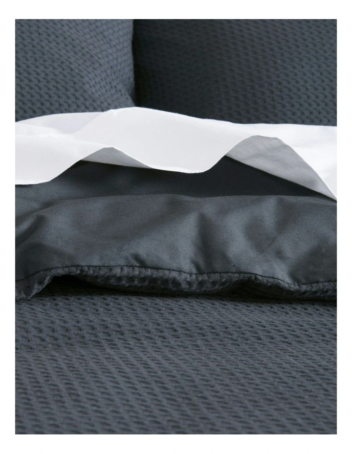 Cotton Rich Waffle Quilt Cover Set in Charcoal image 2