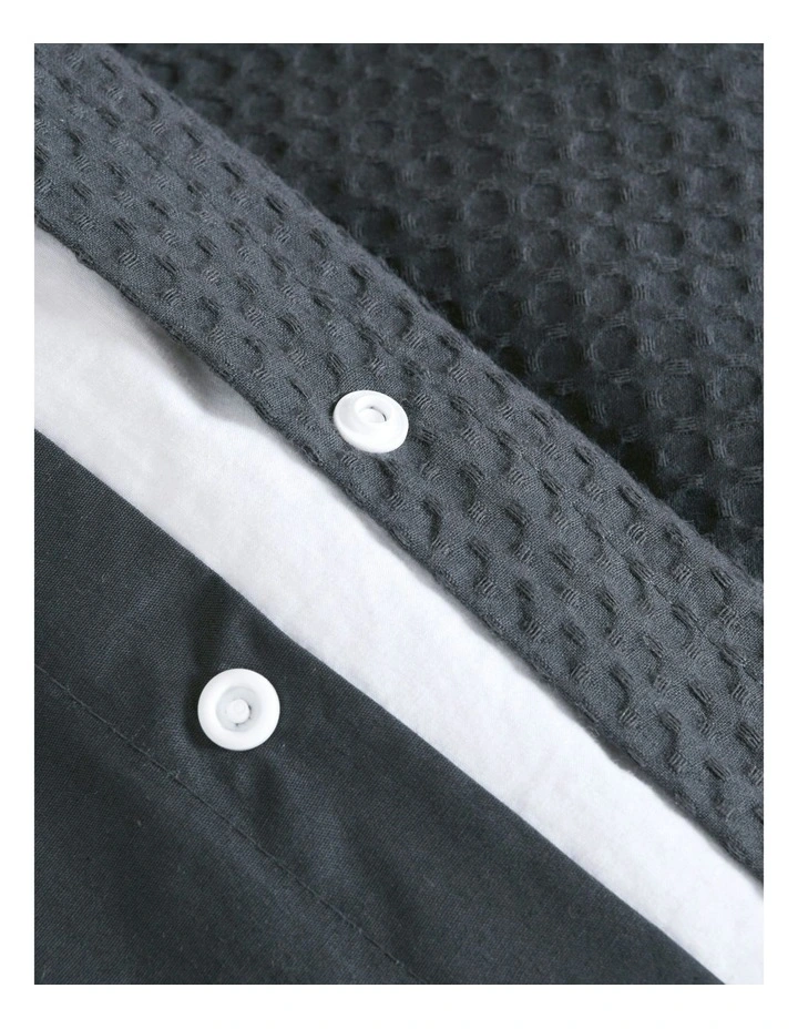 Cotton Rich Waffle Quilt Cover Set in Charcoal image 4