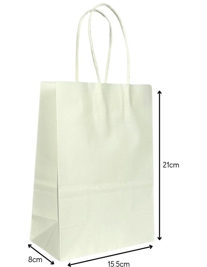 Eco-Friendly Kraft Paper Bag Small 21x15.5x8cm in White image 2