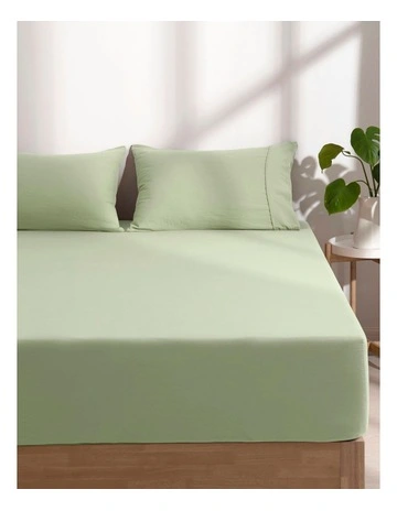 Superfine Washed Microfibre Combo Fitted Sheet Set in Sage Green