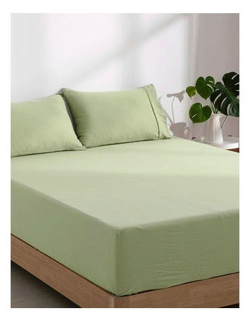 Superfine Washed Microfibre Combo Fitted Sheet Set in Sage Green