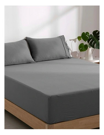 Superfine Washed Microfibre Combo Fitted Sheet Set in Charcoal