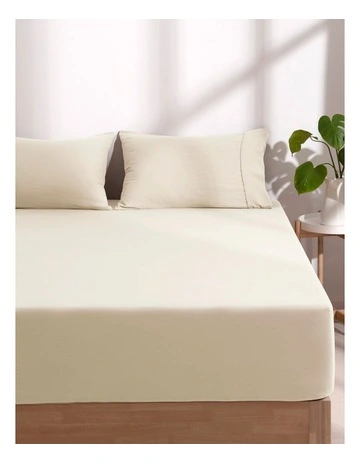 Superfine Washed Microfibre Combo Fitted Sheet Set in Natural