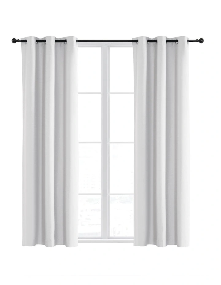 Blockout Eyelet Curtain Pair 90x223cm in White image 2