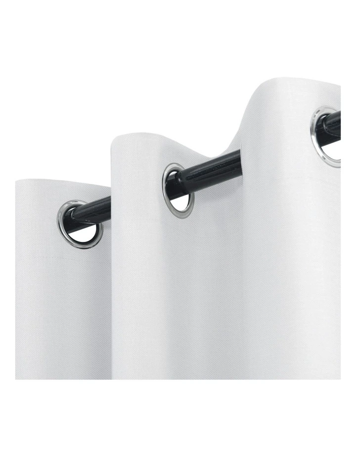 Blockout Eyelet Curtain Pair 90x223cm in White image 4