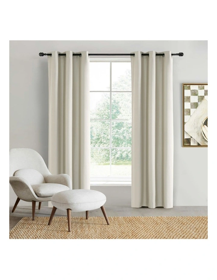 Blockout Eyelet Curtain Pair 223cm x90 in Oatmeal image 1