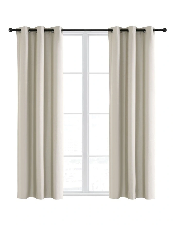Blockout Eyelet Curtain Pair 223cm x90 in Oatmeal image 2