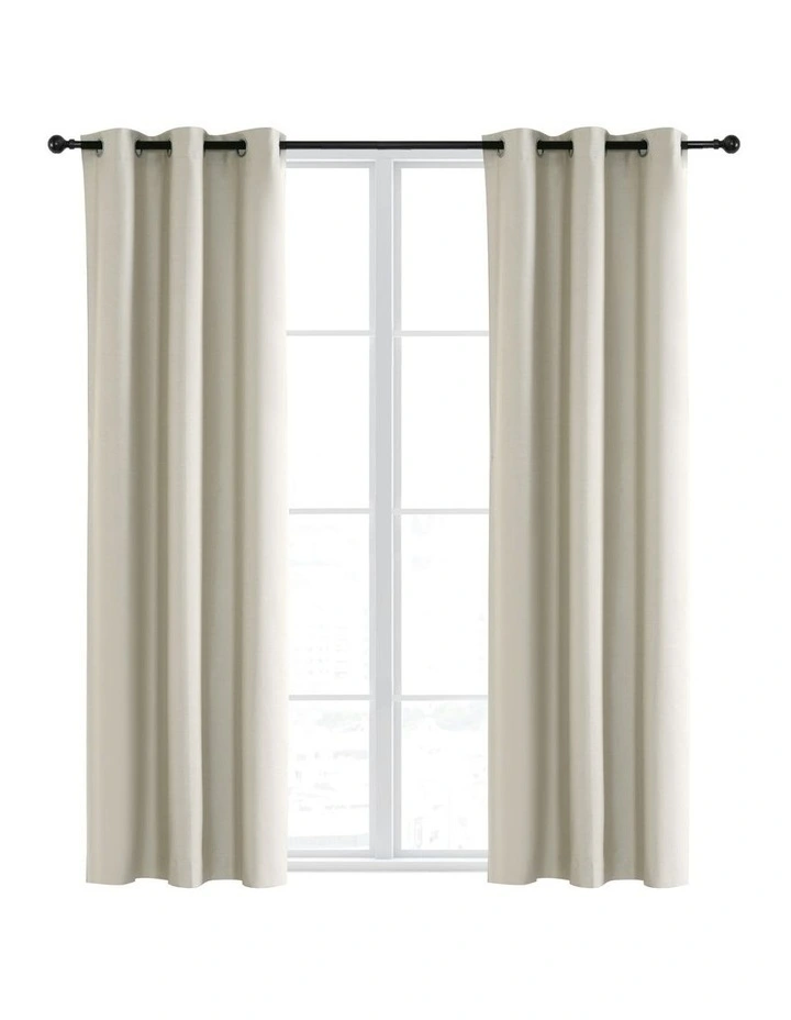 Blockout Eyelet Curtain Pair 223cm x90 in Oatmeal image 2