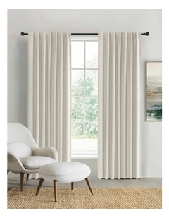 100% Blockout Concealed Tab Top Curtain Pair 90x223cm in Porcelain
