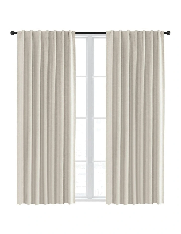 100% Blockout Concealed Tab Top Curtain Pair 90x223cm in Porcelain image 2