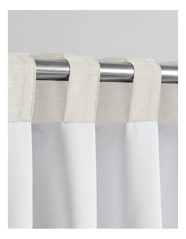 100% Blockout Concealed Tab Top Curtain Pair 90x223cm in Porcelain image 4