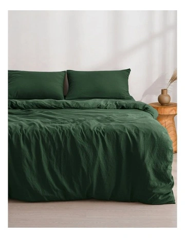 Superfine Washed Microfiber Quilt Cover Set in Green