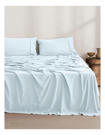 Superfine Washed Microfibre Sheet Set in Ice Blue