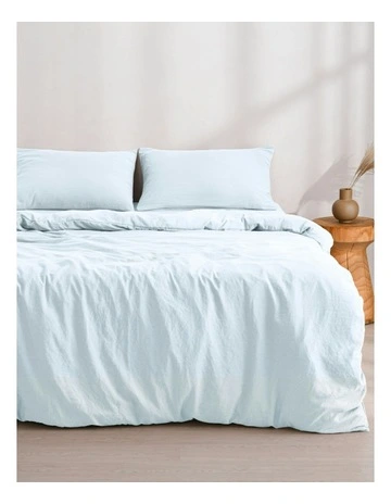 Superfine Washed Microfibre Quilt Cover Set in Ice Blue