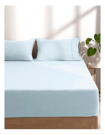 Superfine Washed Microfibre Combo Fitted Sheet Set in Ice Blue