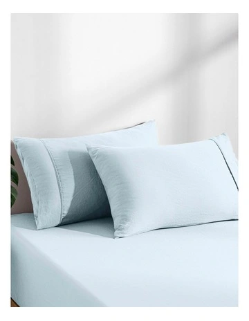 Superfine Washed Microfibre Combo Fitted Sheet Set in Ice Blue