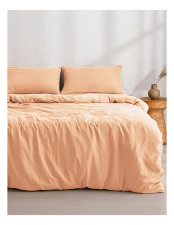 Superfine Washed Microfibre Quilt Cover Set in Peach