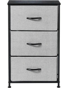 Luna Fabric Home Dresser 3 Drawer in Grey