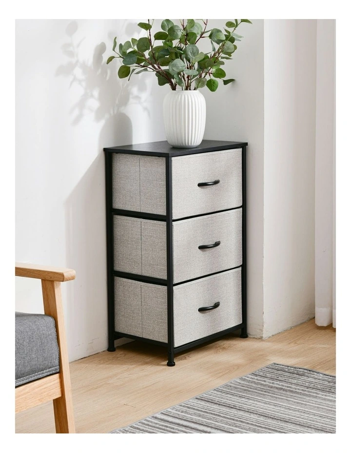 Luna Fabric Home Dresser 3 Drawer in Grey image 3