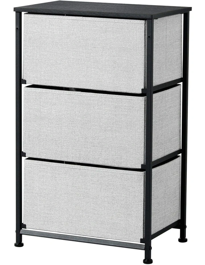 Luna Fabric Home Dresser 3 Drawer in Grey image 4