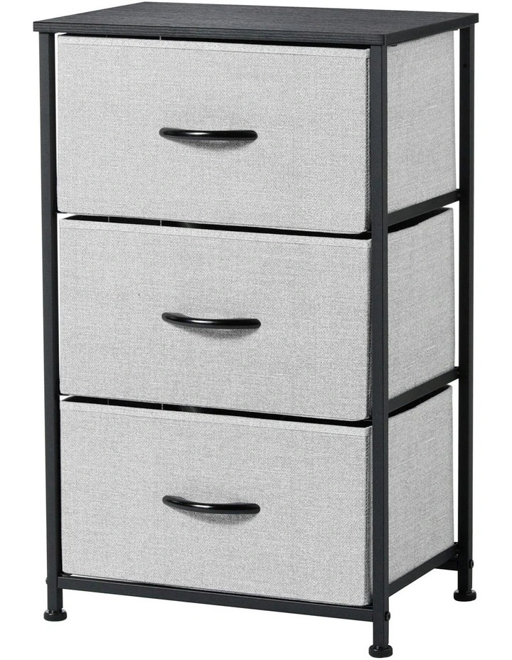 Luna Fabric Home Dresser 3 Drawer in Grey image 7