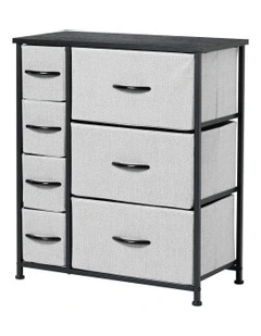 Luna Fabric Home Storage Dresser 7 Drawer in Grey
