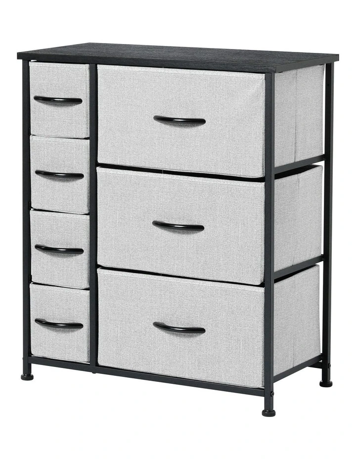 Luna Fabric Home Storage Dresser 7 Drawer in Grey image 1