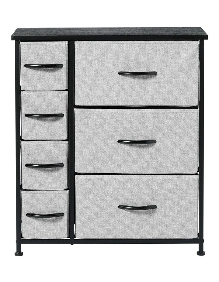 Luna Fabric Home Storage Dresser 7 Drawer in Grey image 3