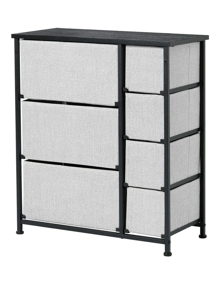 Luna Fabric Home Storage Dresser 7 Drawer in Grey image 4
