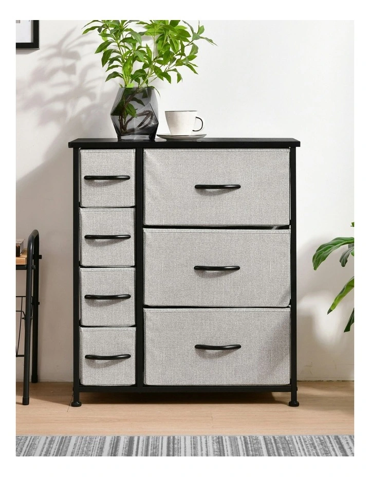 Luna Fabric Home Storage Dresser 7 Drawer in Grey image 7